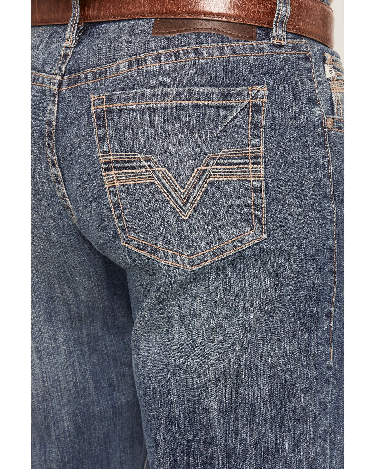 Image #4 - Rock & Roll Denim Men's Boot Barn Exclusive Alpha Medium Wash Relaxed Tapered Bootcut Reflex Stretch Denim Jeans, Medium Wash, hi-res