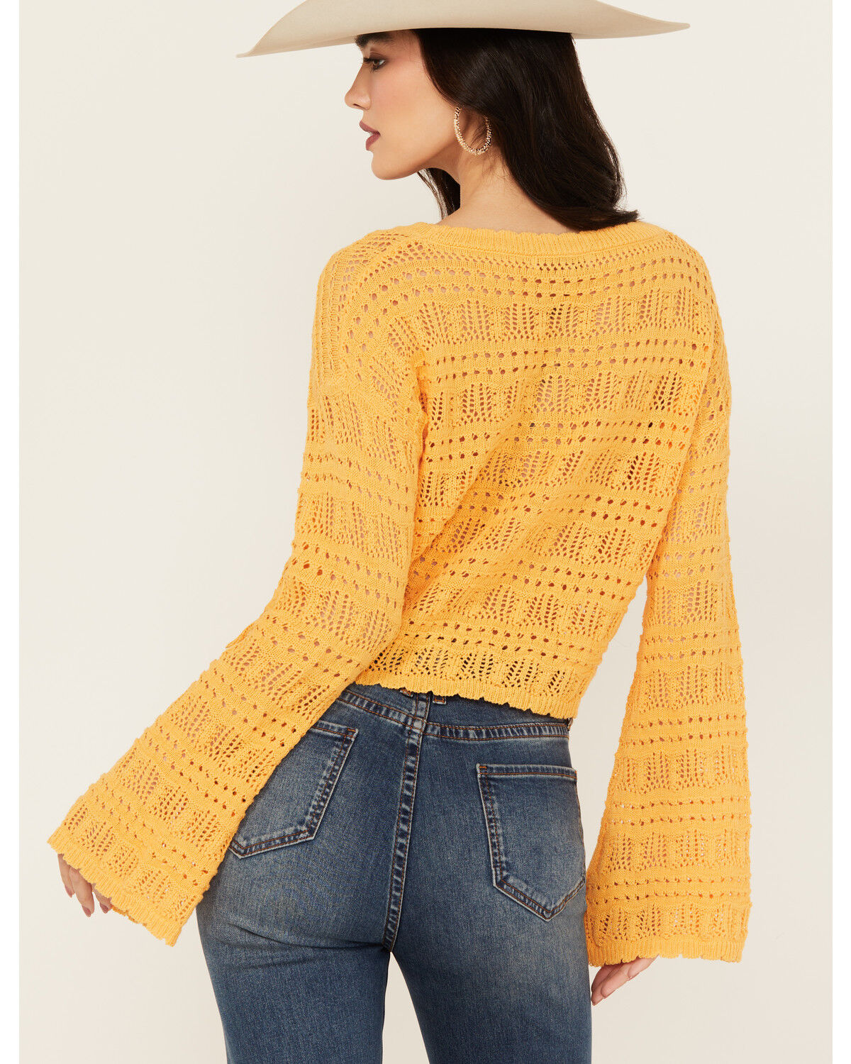 Image #4 - Beyond The Radar Women's Long Sleeve Cropped Knit Sweater, Orange, hi-res
