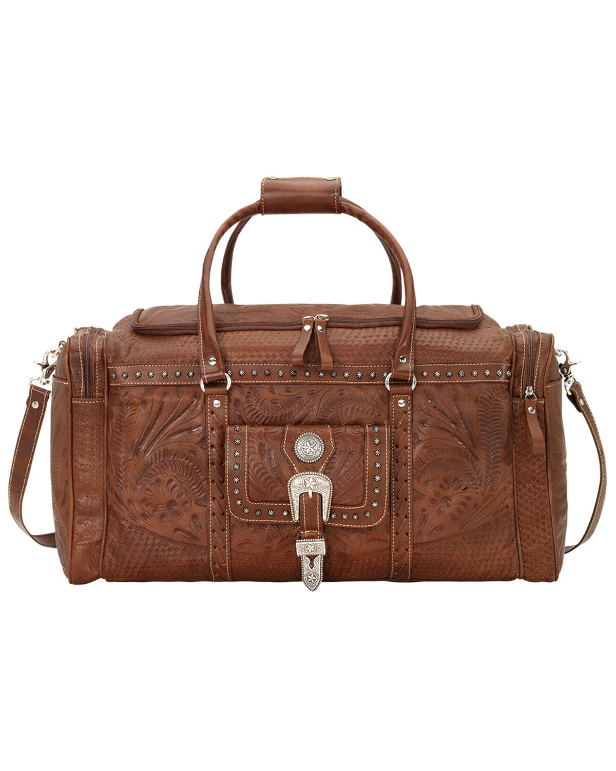 Image #2 - American West Fancy Zip Leather Rodeo Bag, Tan, hi-res