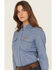 Image #2 - Wrangler Women's FR Blue Snap Long Sleeve Work Shirt, Blue, hi-res