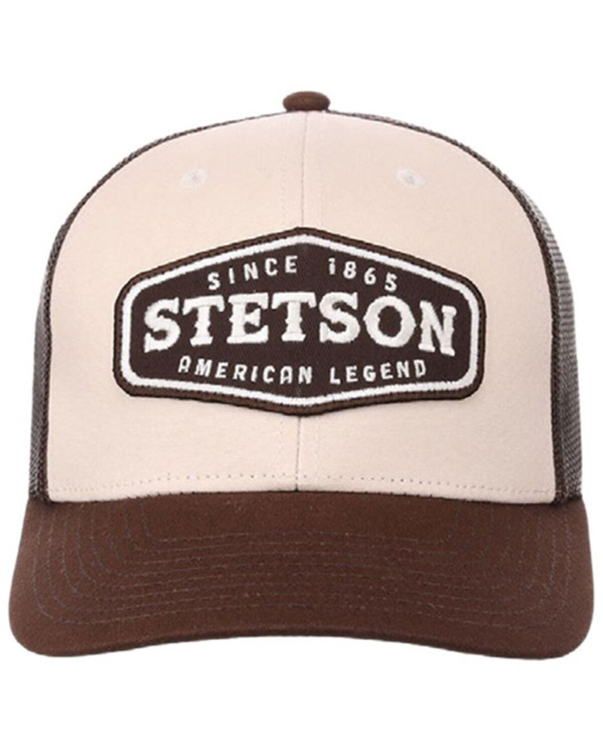Image #1 - Stetson Men's Embroidered Logo Patch Trucker Cap, Brown, hi-res