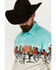 Image #2 - Panhandle Men's Desert Border Long Sleeve Pearl Snap Western Shirt, Turquoise, hi-res