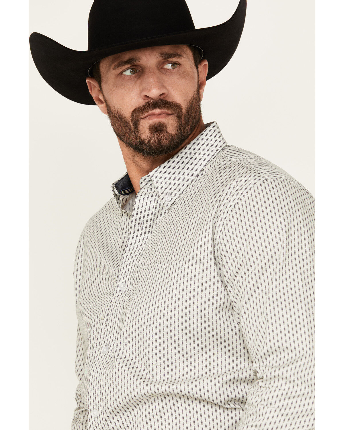 Image #2 - Cody James Men's Stirling Geo Print Long Sleeve Button-Down Stretch Western Shirt, White, hi-res