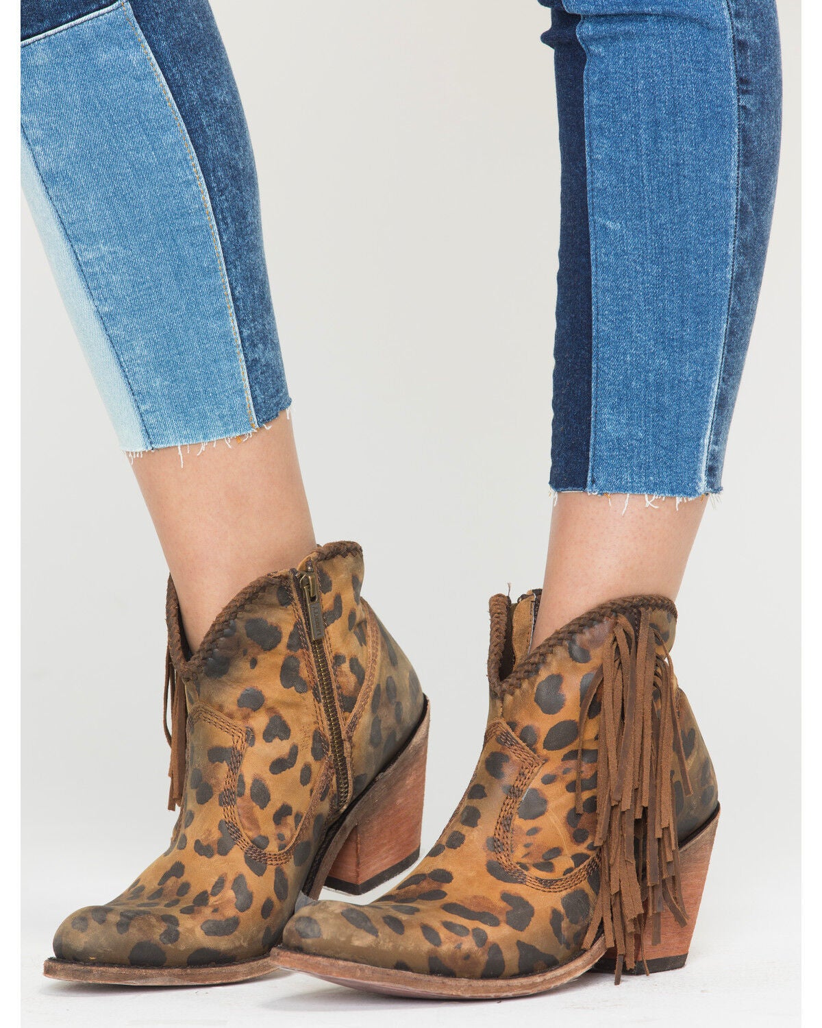 fringe leopard booties