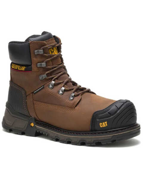 Caterpillar Men's Excavator Waterproof Work Boots - Composite Toe, Dark Brown, hi-res