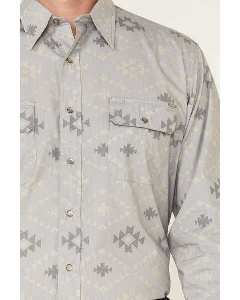 Image #3 - Tin Haul Men's Gray Southwestern Textured Print Long Sleeve Snap Western Shirt , Grey, hi-res