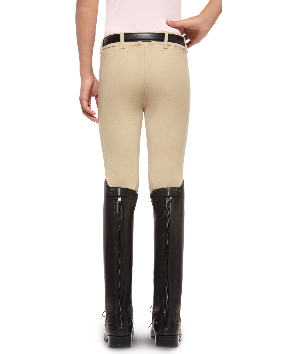 Image #1 - Ariat Girls' Heritage Knee Patch Front Zip Breeches, , hi-res