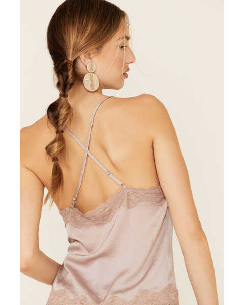 Image #5 - Wishlist Women's Satin Lace Trim Button Down Cami Tank Top, Blush, hi-res