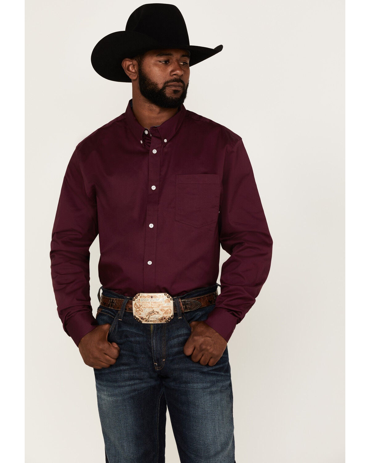 Rank 45 Men's Solid Purple Basic Twill 