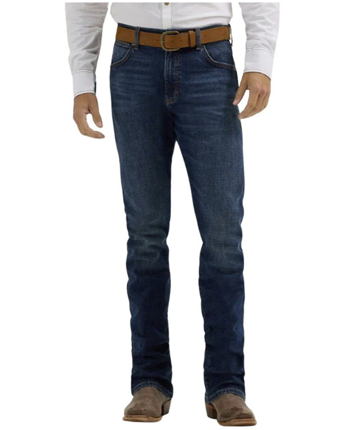 Image #2 - Wrangler Retro Men's 77MWZ Dark Wash Slim Bootcut Stretch Denim Jeans, Dark Wash, hi-res