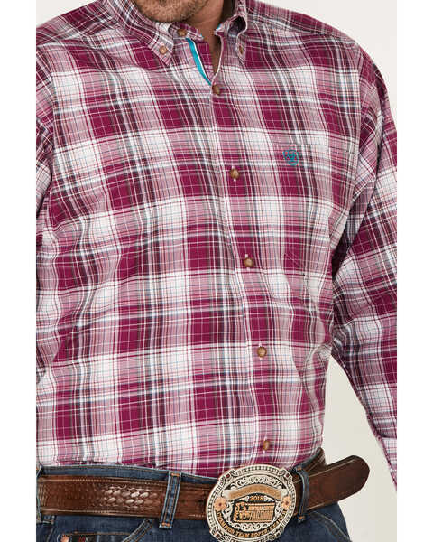 Image #3 - Ariat Men's Fosco Pro Stretch Plaid Button Down Western Shirt , Pink, hi-res