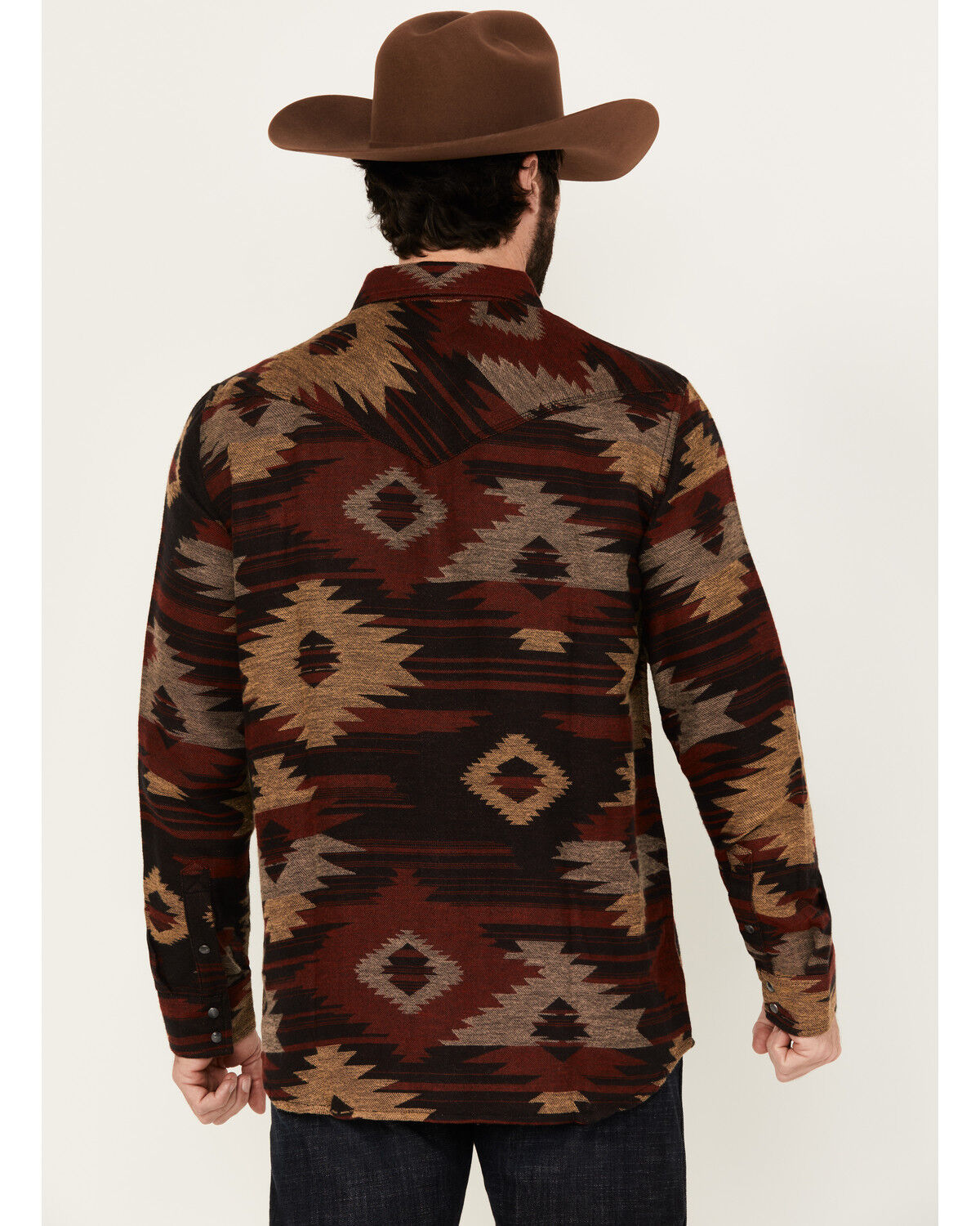 Image #4 - Moonshine Spirit Men's Spot Light Southwestern Print Long Sleeve Snap Western Shirt, Black, hi-res