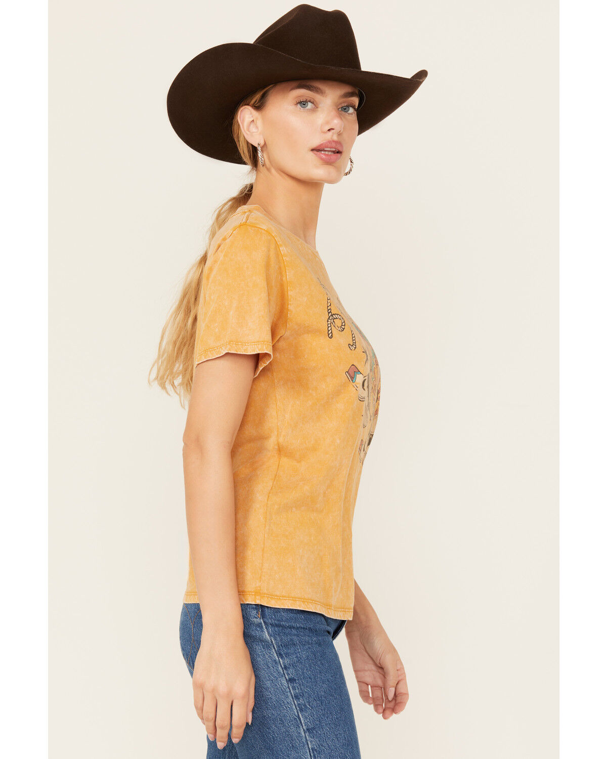 Image #2 - Rock & Roll Denim Women's Ranchy Short Sleeve Graphic Tee, Mustard, hi-res
