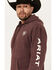 Image #2 - Ariat Men's Logo Sleeve Hooded Sweatshirt, Maroon, hi-res