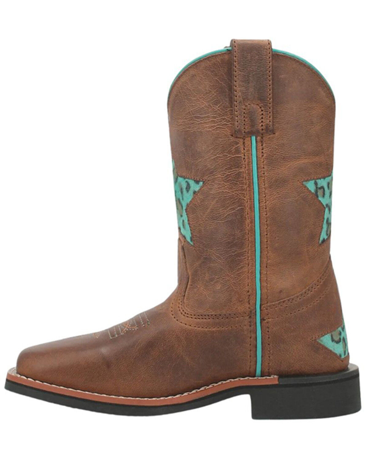 Image #3 - Dan Post Little Girls' Starr Western Boots - Broad Square Toe, Brown, hi-res