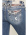 Image #2 - Miss Me Women's Medium Wash Mid Rise Americana Blowout 32" Bootcut Stretch Denim Jeans, Medium Wash, hi-res