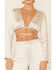 Image #3 - The Now Women's Lily Wrap Long Sleeve Crop Top , Cream, hi-res