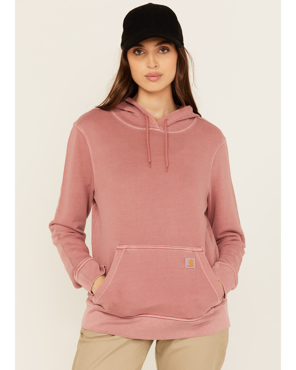 Image #1 - Carhartt Women's Relaxed Fit Midweight French Terry Hoodie, Maroon, hi-res