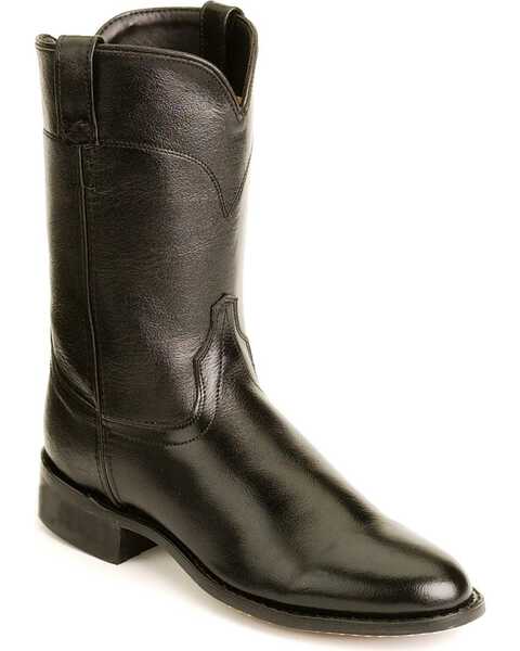 Image #1 - Old West Men's Roper Western Boots - Round Toe, Black, hi-res