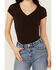 Image #3 - Shyanne Women's Floral Jacquard Short Sleeve Top, Chocolate, hi-res