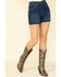 Wrangler Modern Women's Dark Wash Basic High Rise Raw Shorts , Blue, hi-res