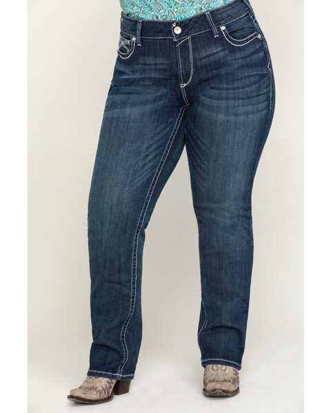 Ariat Women's R.E.A.L. Dresden Ivy Stackable Straight Jeans- Plus, Blue, hi-res