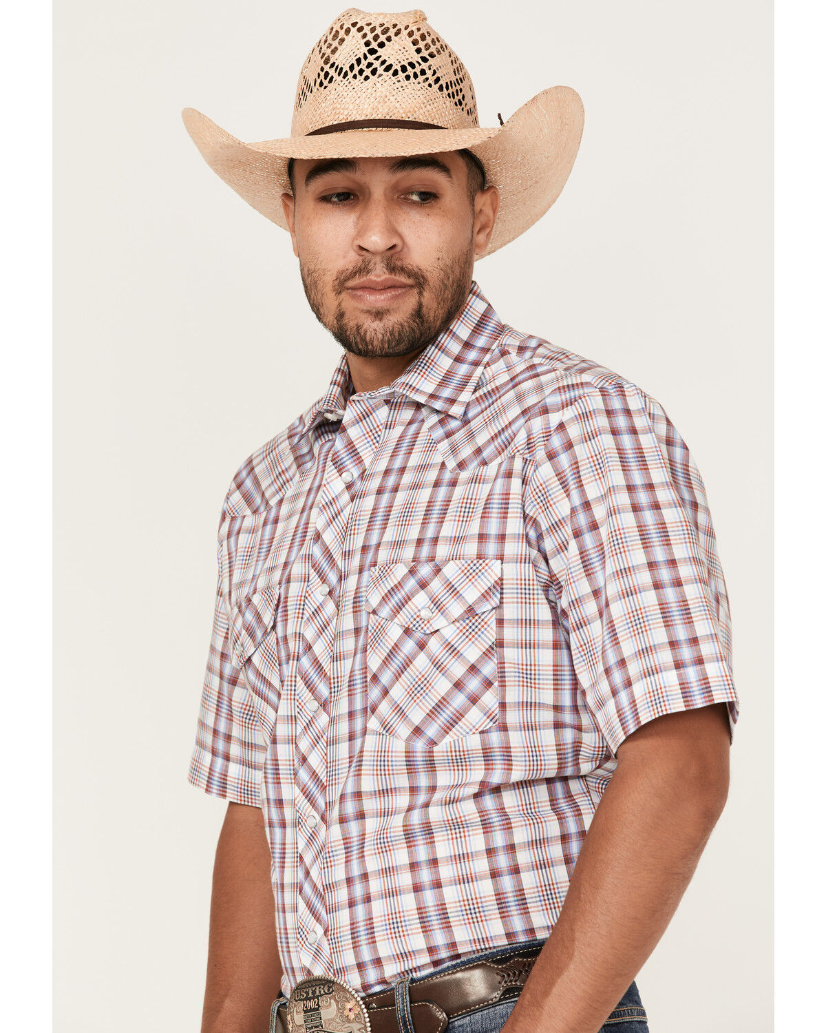 Image #2 - Roper Men's Classic Plaid Short Sleeve Pearl Snap Western Shirt, , hi-res