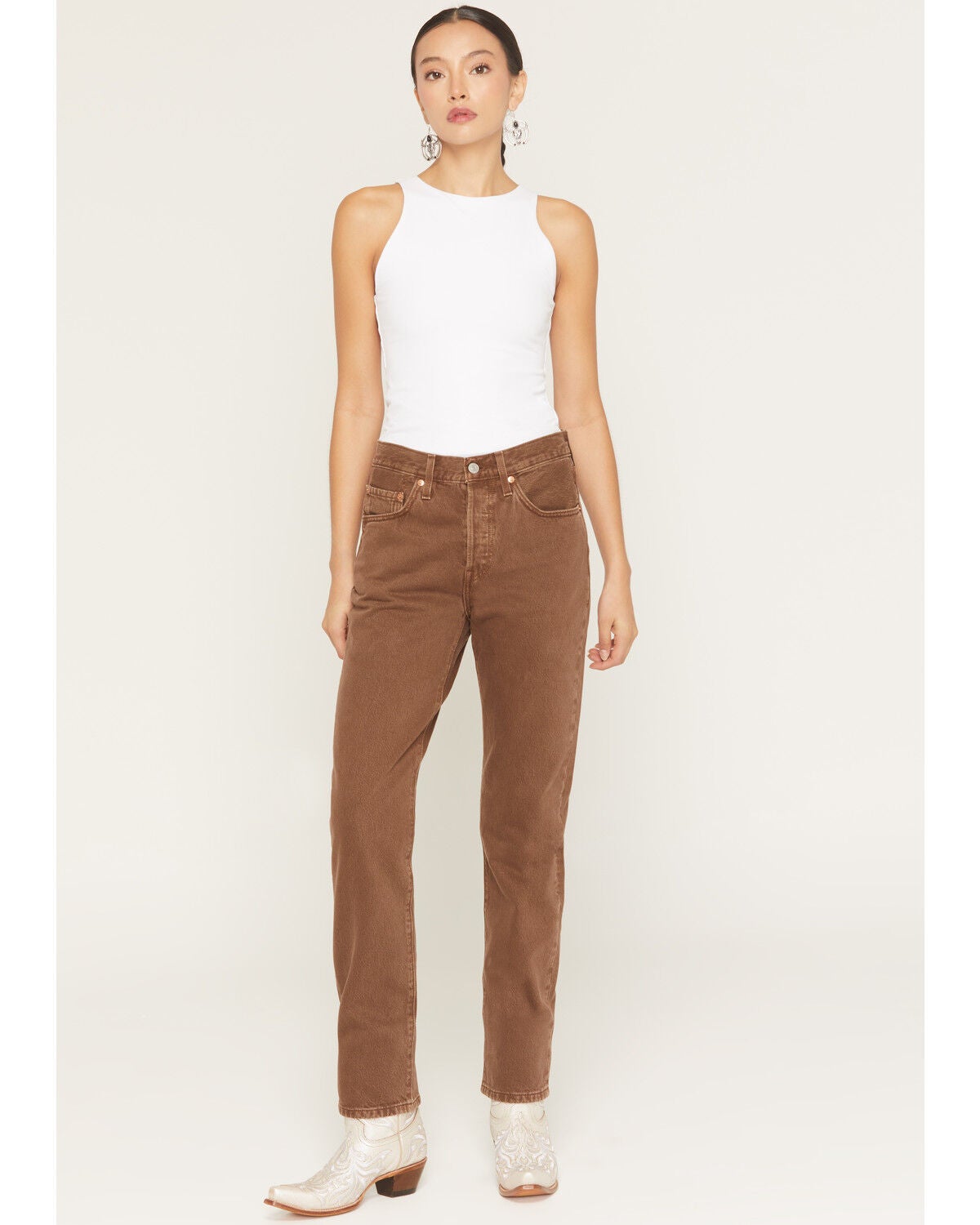 Image #1 - Levi's Women's 501 High Rise Lariat Luck Straight Denim Jeans, Multi, hi-res