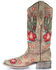 Corral Women's Cactus Floral Embroidery Overlay Western Boots - Narrow Square Toe, Taupe, hi-res