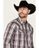 Image #2 - Moonshine Spirit&reg; Men's Back Stage Plaid Print Long Sleeve Snap Western Shirt, Purple, hi-res