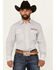 Image #1 - Wrangler Men's PBR Logo Printed Long Sleeve Snap Western Shirt, White, hi-res