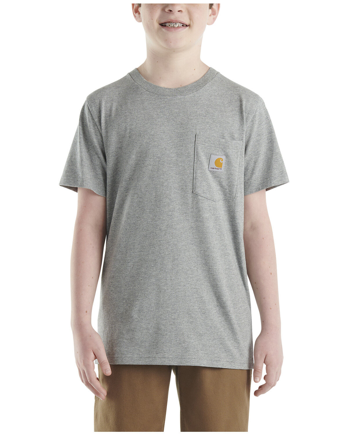 Image #1 - Carhartt Little Boys' Short Sleeve Logo Pocket T-Shirt, Charcoal, hi-res