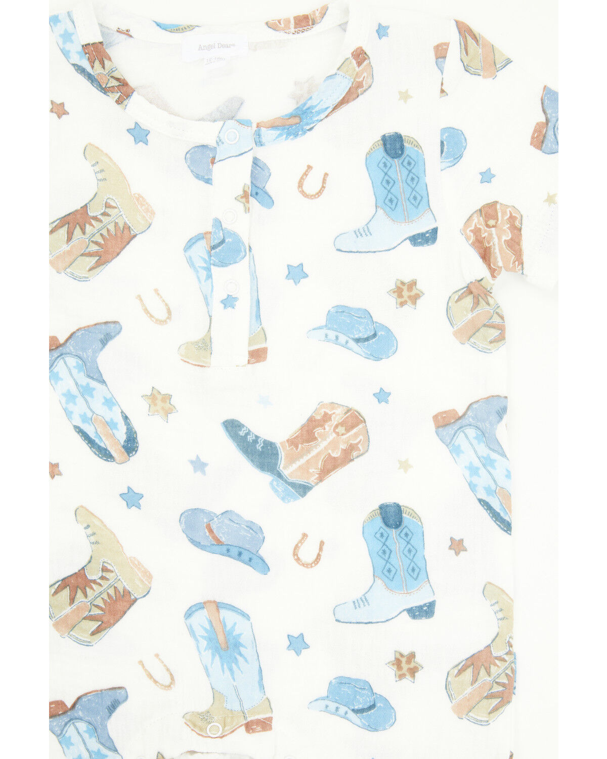 Image #2 - Angel Dear Infant Boys' Cowboy Boots Henley Shortall, White, hi-res
