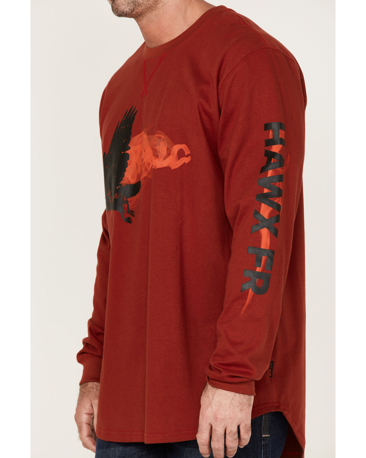 Image #3 - Hawx Men's FR Flame Graphic Long Sleeve Work T-Shirt, Dark Red, hi-res