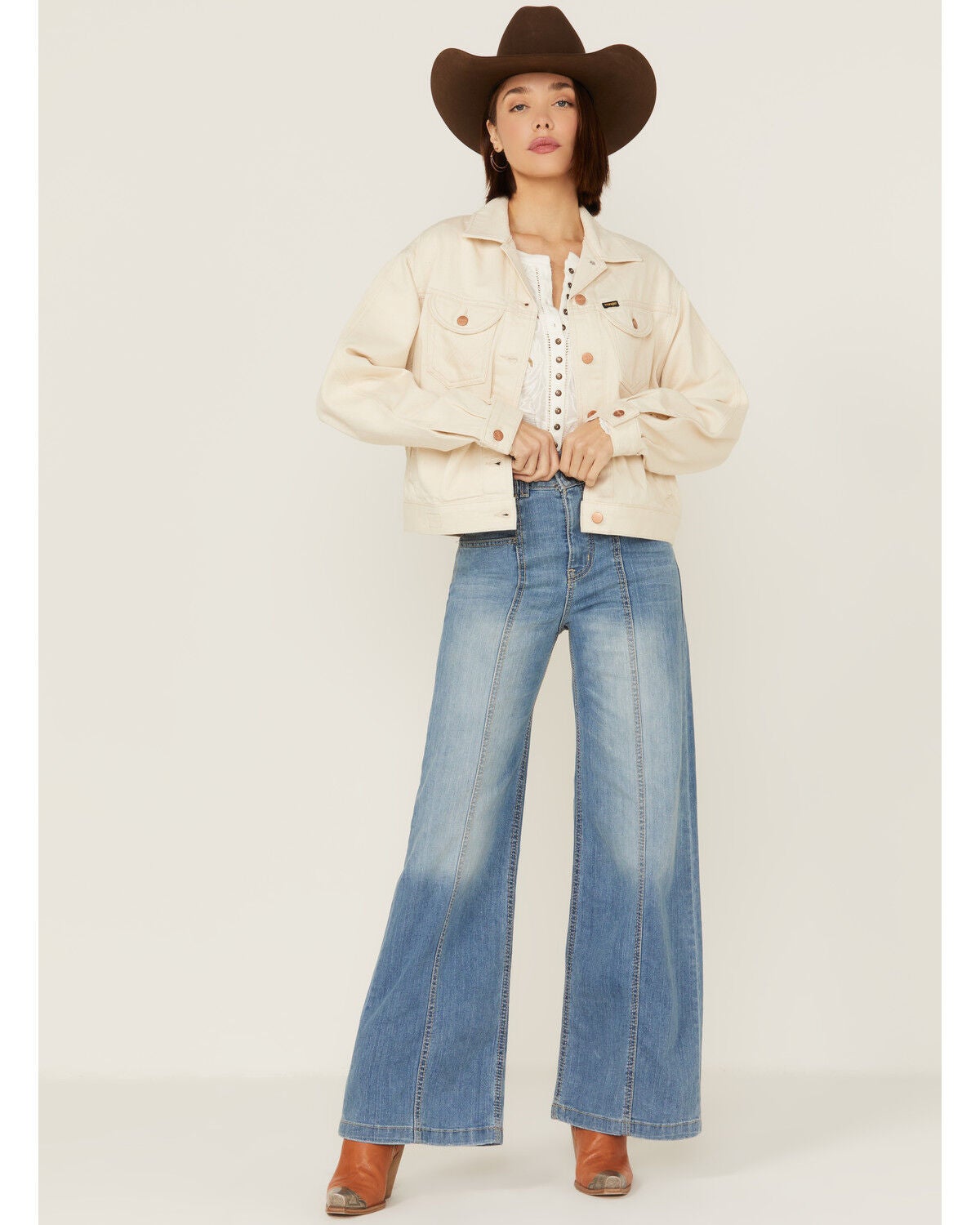 Natural Embroidered Denim Jacket 