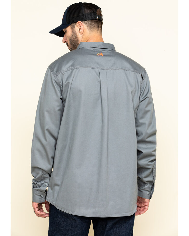 Hawx Men's Grey FR Long Sleeve Work Shirt - Big , Silver, hi-res