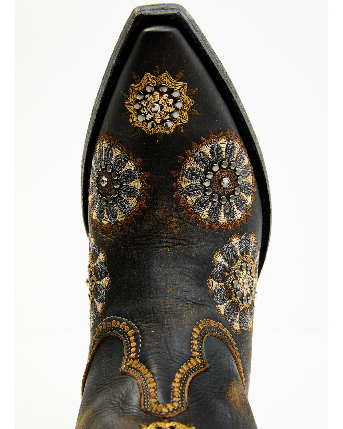 Image #6 - Old Gringo Women's Spider Web Western Boots - Snip Toe, Black/tan, hi-res