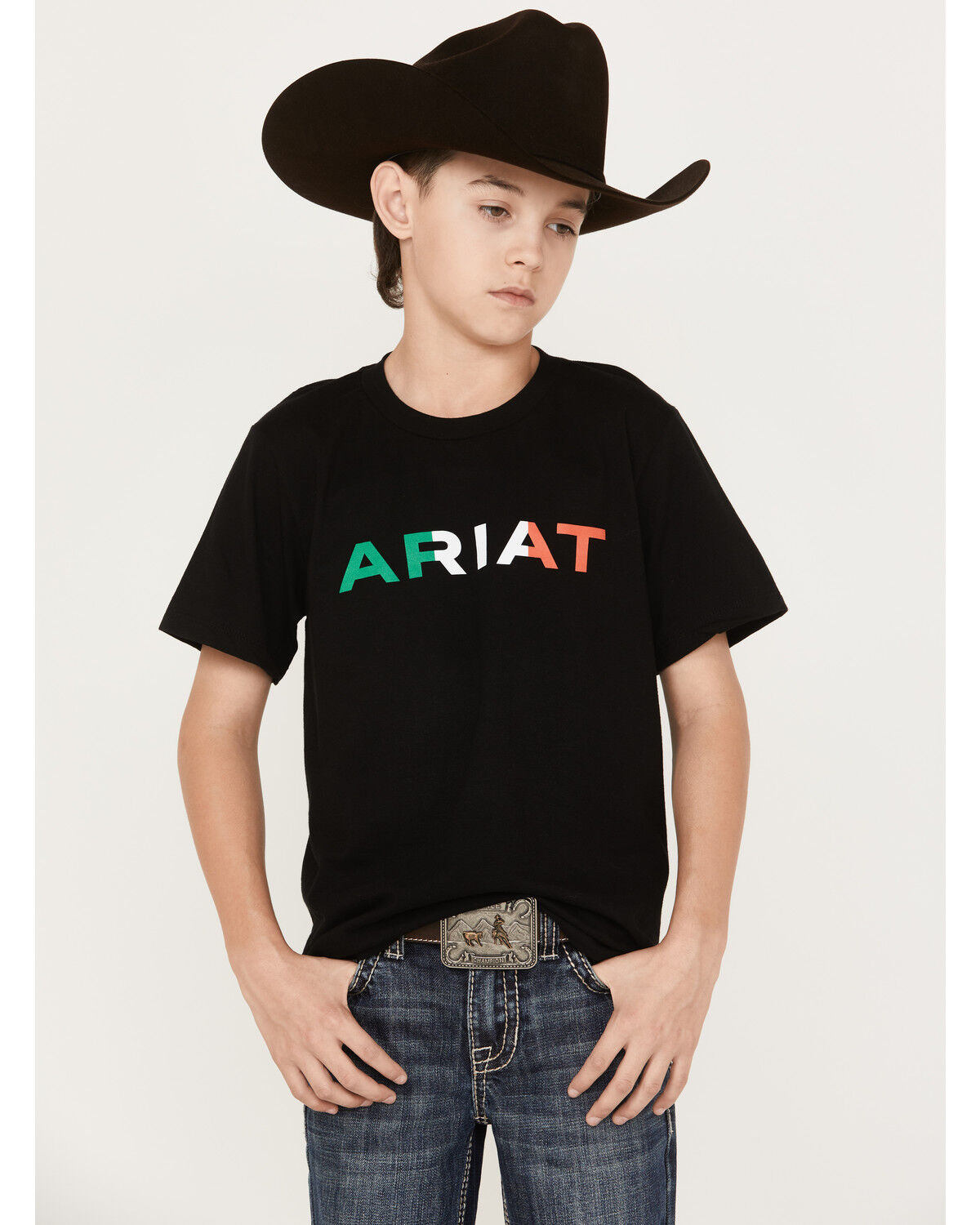 Image #1 - Ariat Boys' Viva Mexico Short Sleeve Graphic T-Shirt, Black, hi-res