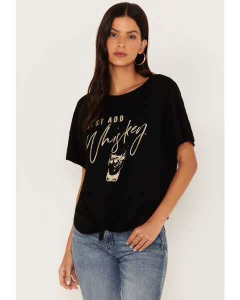Image #1 - Shyanne Women's Just Add Whiskey Graphic Short Sleeve Tee , Black, hi-res
