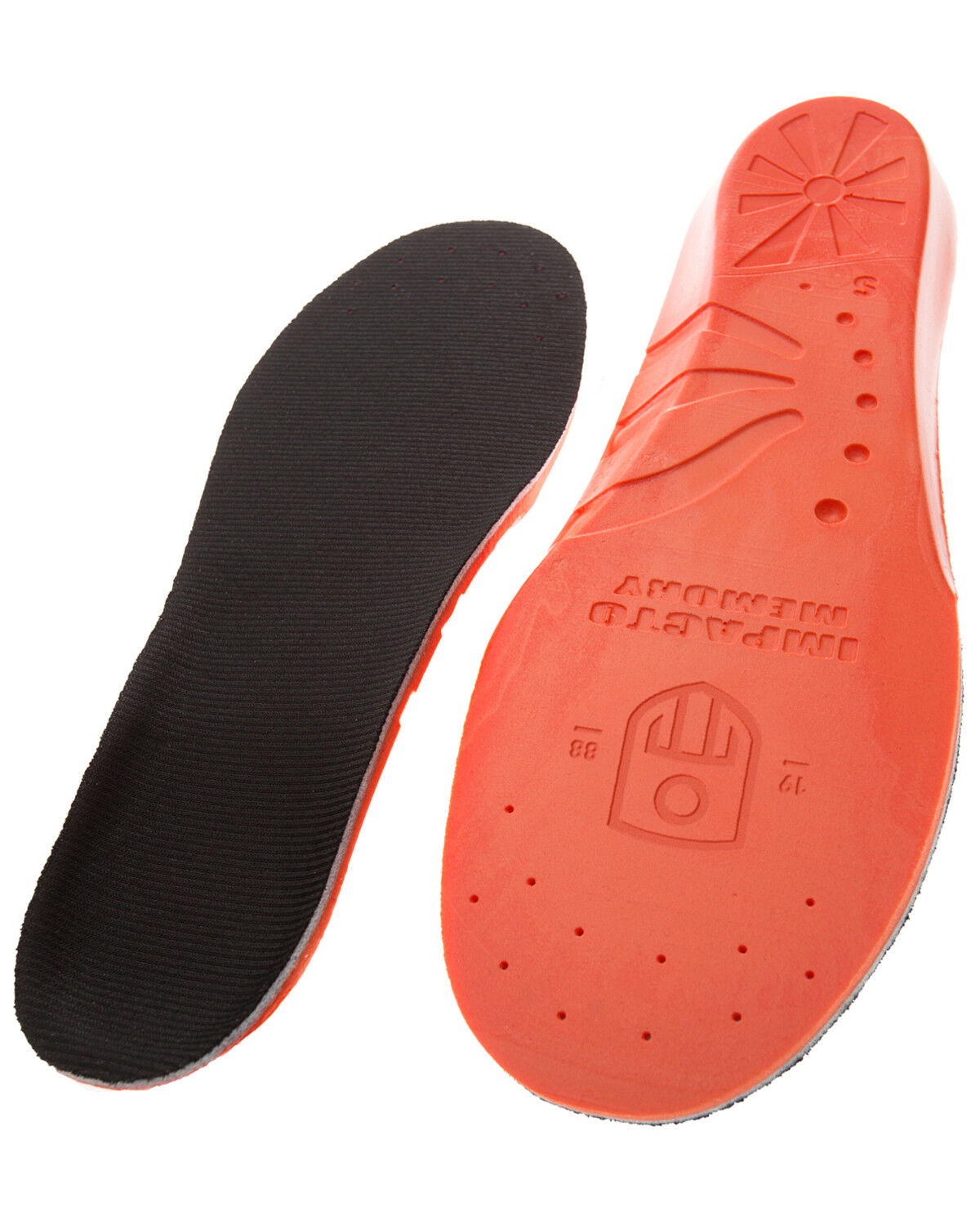 Impacto Anti-Fatigue Memory Foam Insoles - Men's Size 12-13, Black/orange, hi-res