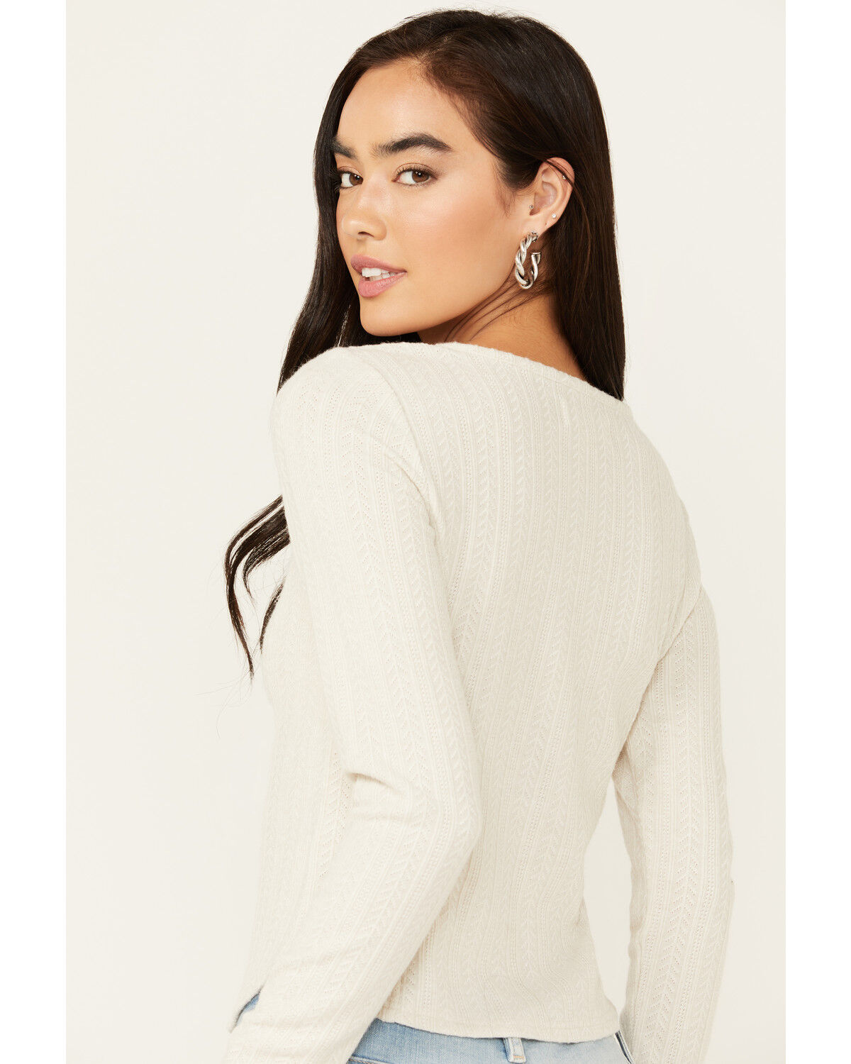 Image #2 - Idyllwind Women's Hummingbird Tie Front Long Sleeve Top, Stone, hi-res