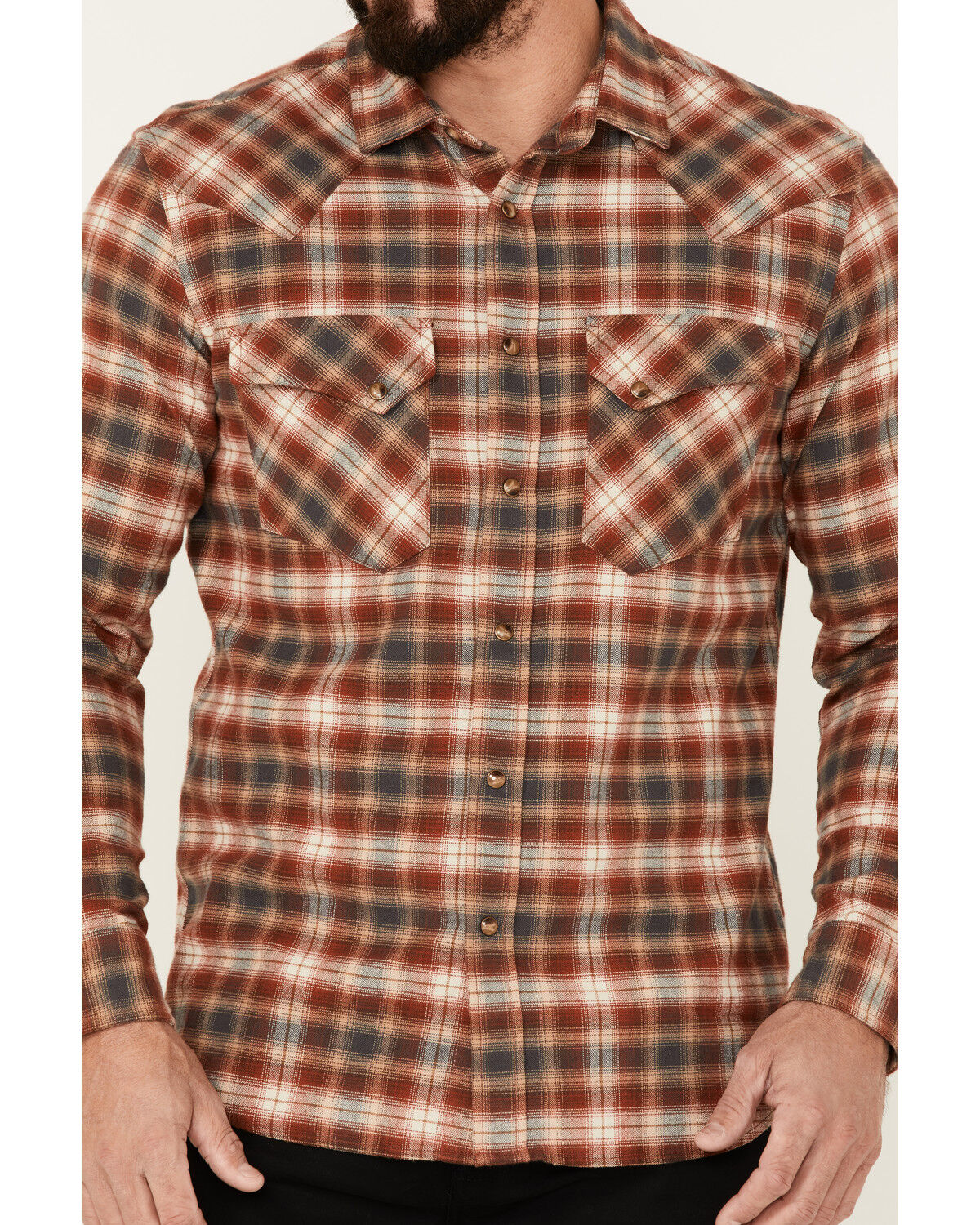 Image #3 - Pendleton Men's Wyatt Small Plaid Long Sleeve Snap Western Shirt, Red, hi-res