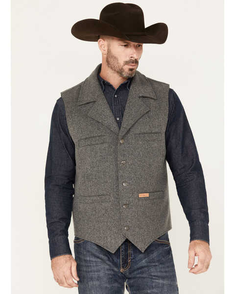 Powder River Outfitters Men's Heathered Wool Vest, Charcoal, hi-res