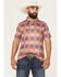 Image #1 - Rock & Roll Denim Men's Southwestern Print Short Sleeve Button-Down Polo Shirt, Red, hi-res