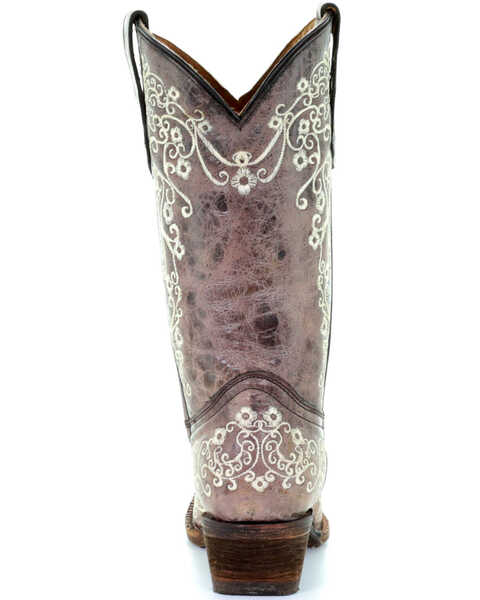 Image #7 - Corral Girls' Crater Bone Embroidered Western Boot - Snip Toe, Brown, hi-res