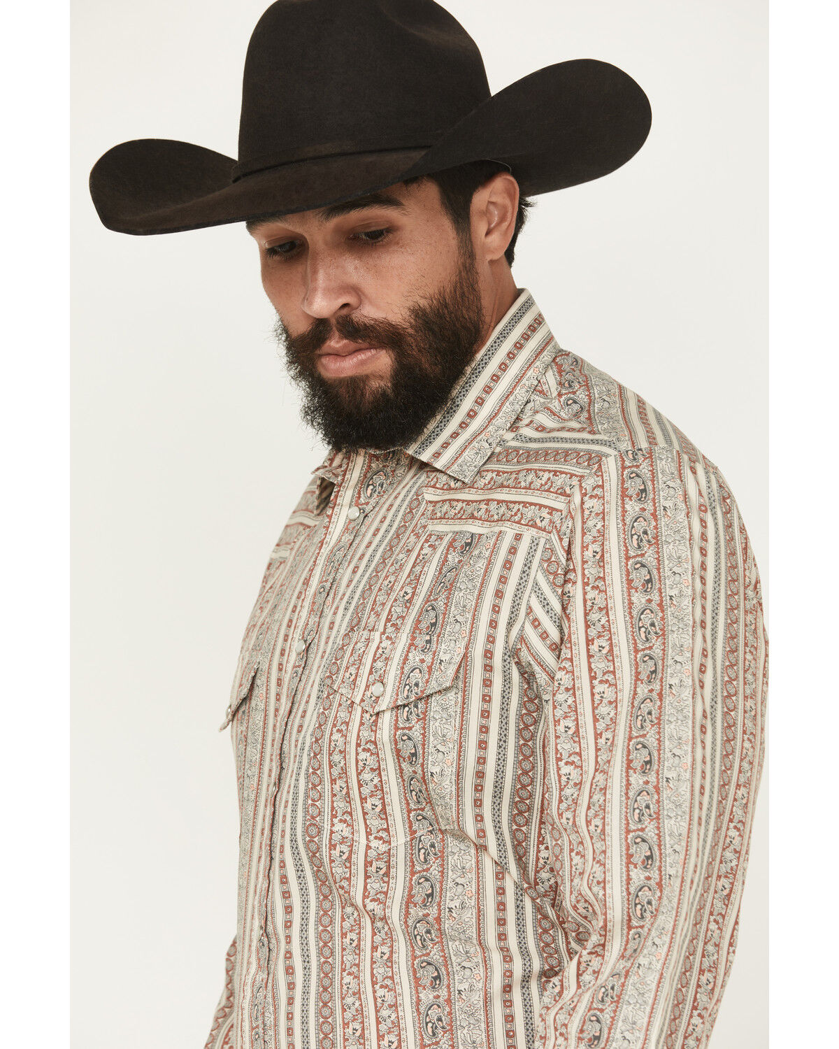 Image #2 - Roper Men's Wallpaper Floral Print Long Sleeve Snap Stretch Western Shirt, Multi, hi-res