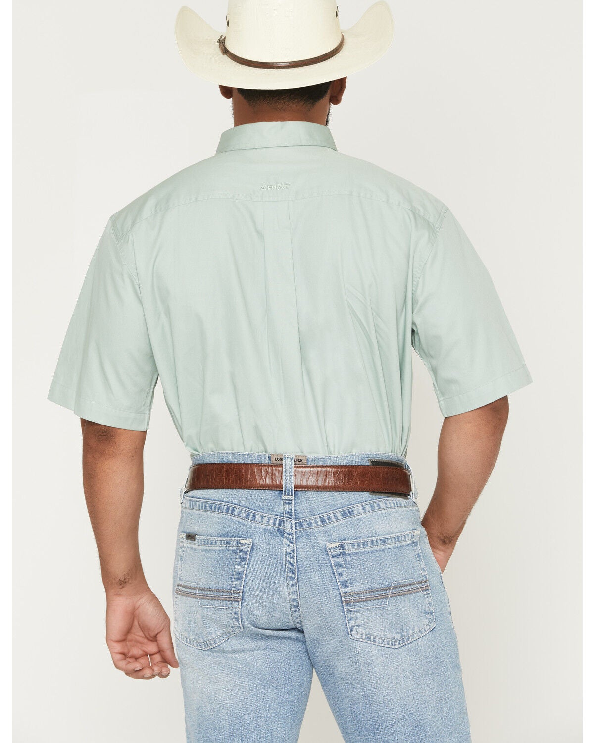 Image #4 - Ariat Men's Lightweight Twill Solid Short Sleeve Button-Down Western Shirt, Green, hi-res