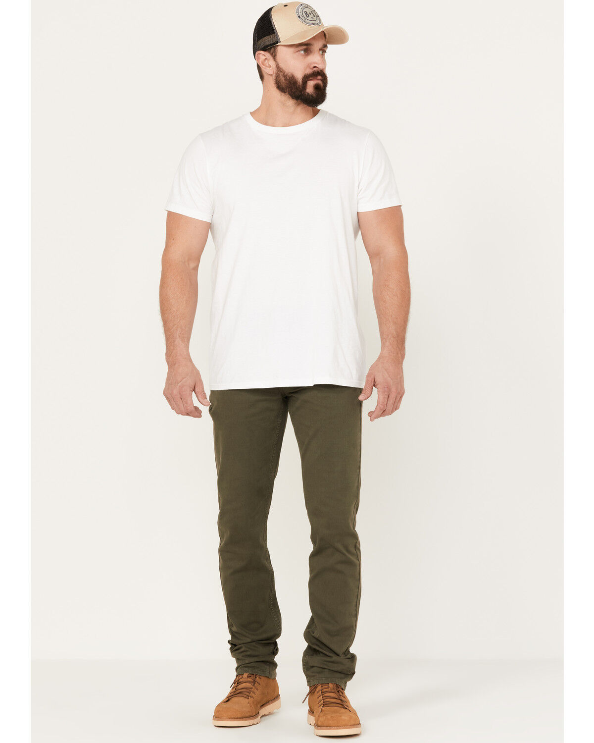 Image #1 - Brothers and Sons Men's Slim Straight Stretch Denim Jeans, Olive, hi-res