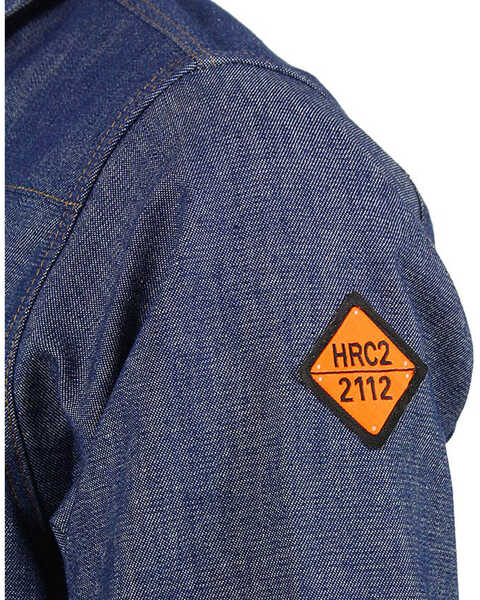 Image #2 - Wrangler Men's FR Long Sleeve Snap Western Work Shirt - Tall, Blue, hi-res