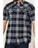 Image #3 - Moonshine Spirit Men's Collide Plaid Print Short Sleeve Snap Western Shirt, Blue, hi-res
